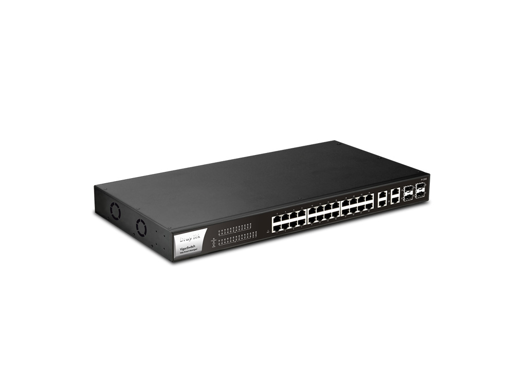 Afbeelding VigorSwitch P1282 24 poorts Gigabit PoE + 4 SFP Combo poorten