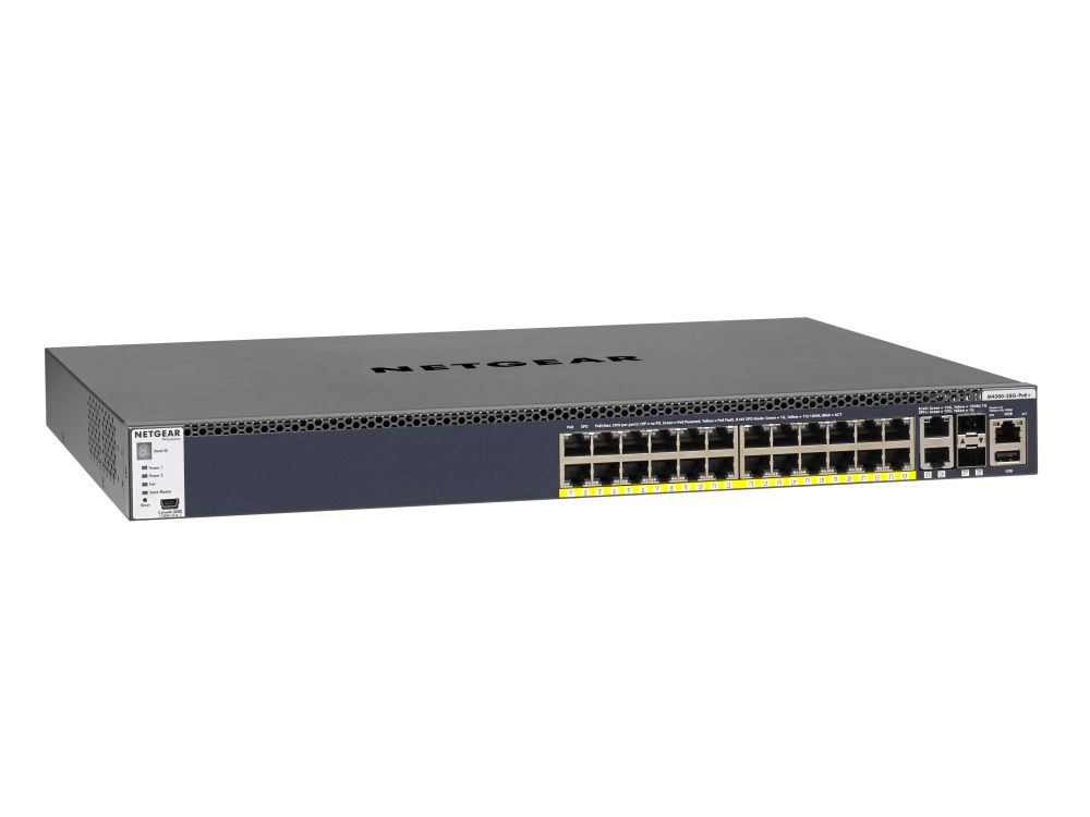 Afbeelding M4300-28G-POE+ MANAGED SWCH APS550W Vanaf 4-7-2022 weer in productie bij Netgear