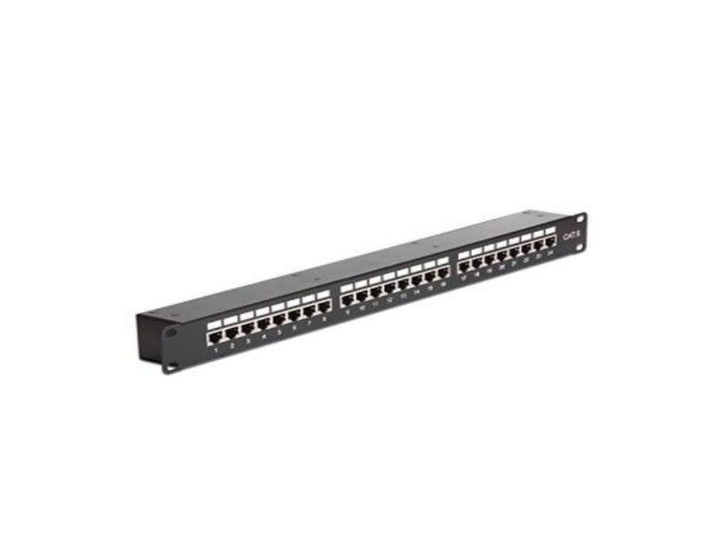 Afbeelding Patchpanel 24 port black with 24 coupler RJ45/RJ45 Keystone patchpanel type black