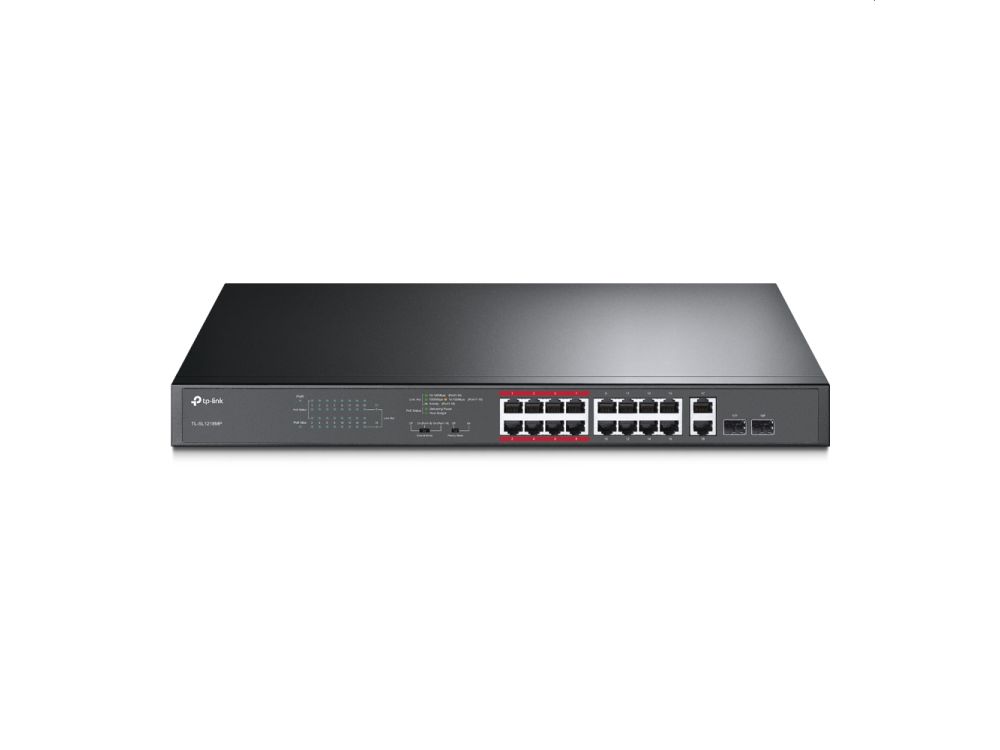 Afbeelding 16-Port 10/100 Mbps + 2-Port Gigabit Rackmount Switch with 16-Port PoE+