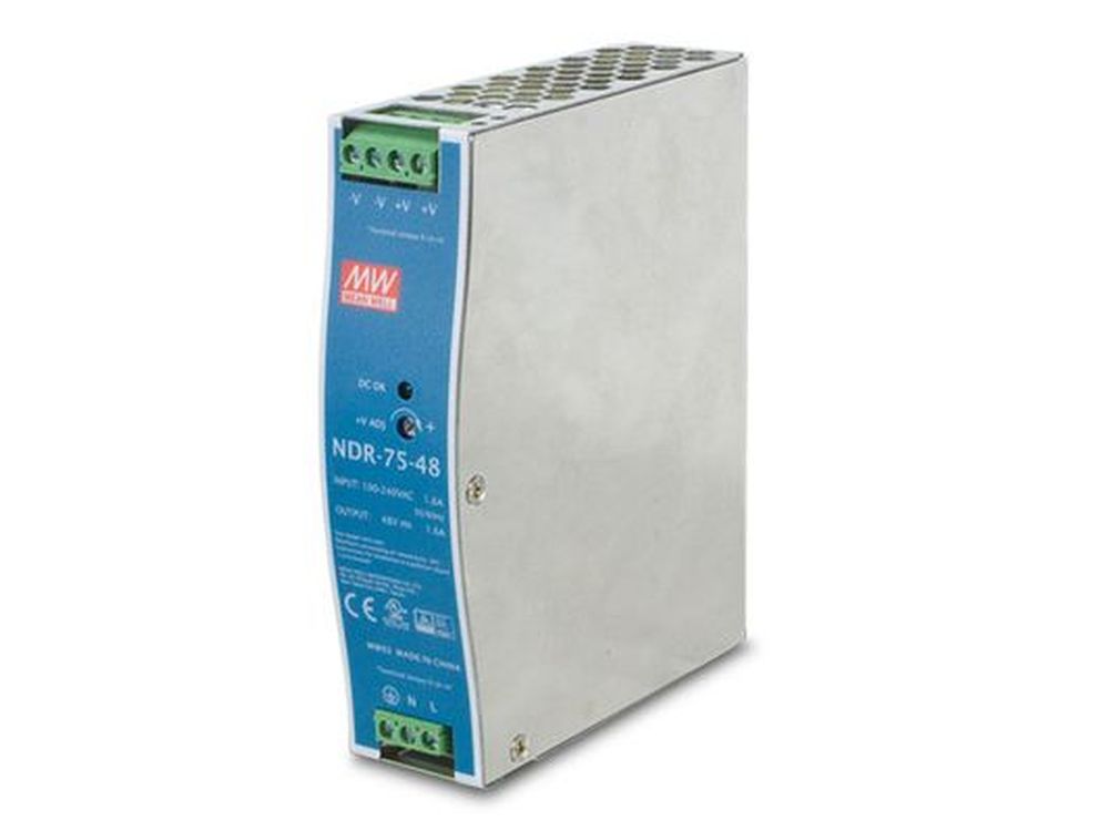 Afbeelding 48V, 75W Din-Rail Power Supply (NDR-75-48, adjustable 48-56V DC Output)