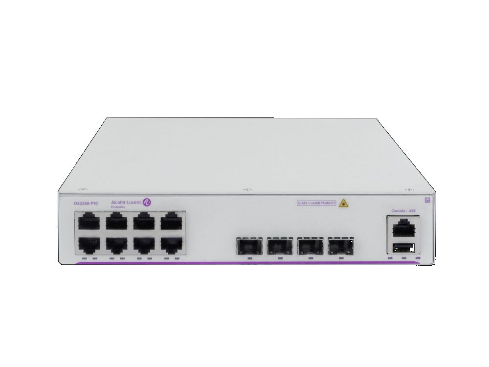 Afbeelding OS2260-P10, 8 * RJ45 ports 1G, 4 * 1G SFP uplink, PoE+ 75W, Internal PSU, Fan-Less