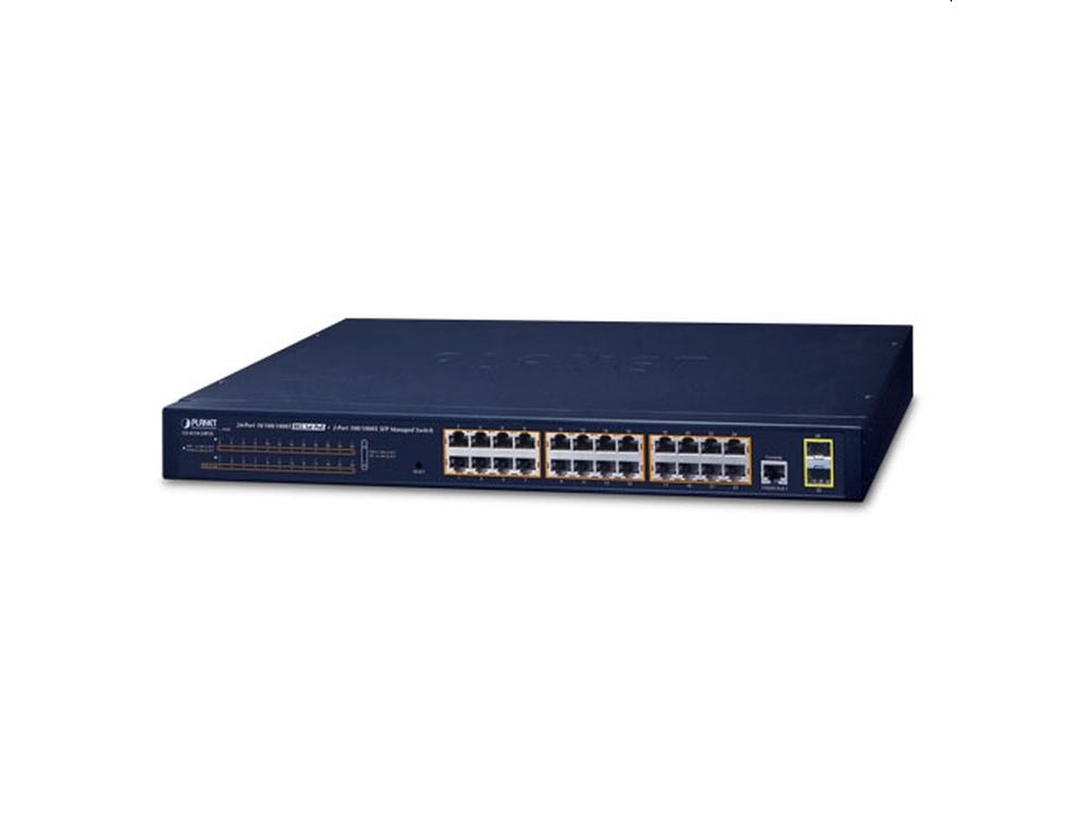 Afbeelding IPv4, 24-Port Managed 802.3at POE+  Gigabit Ethernet Switch + 2-Port 100/1000X SFP