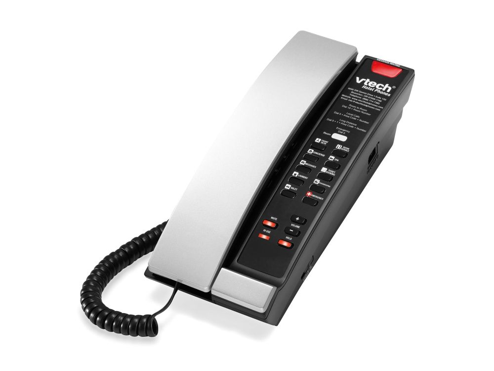 Afbeelding A2211 Silver & Black (10 Keys) 1-Line Analog Petite Phone, 10 programmable keys