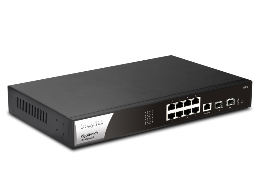 Afbeelding VigorSwitch P2100 10 poorts Gigabit switch 8 poorten Gigabit PoE+