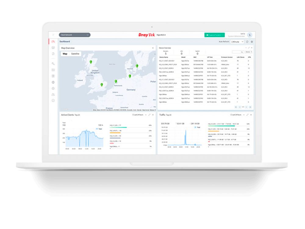 Afbeelding VigorACS 3 management software op basis van TR069 Extension key.