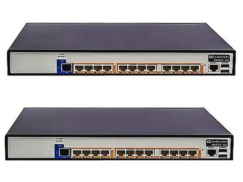 Afbeelding HA-pair of Mediant 800C base SBCs each with 4 GE and 8 FE ports. Supports dual ps