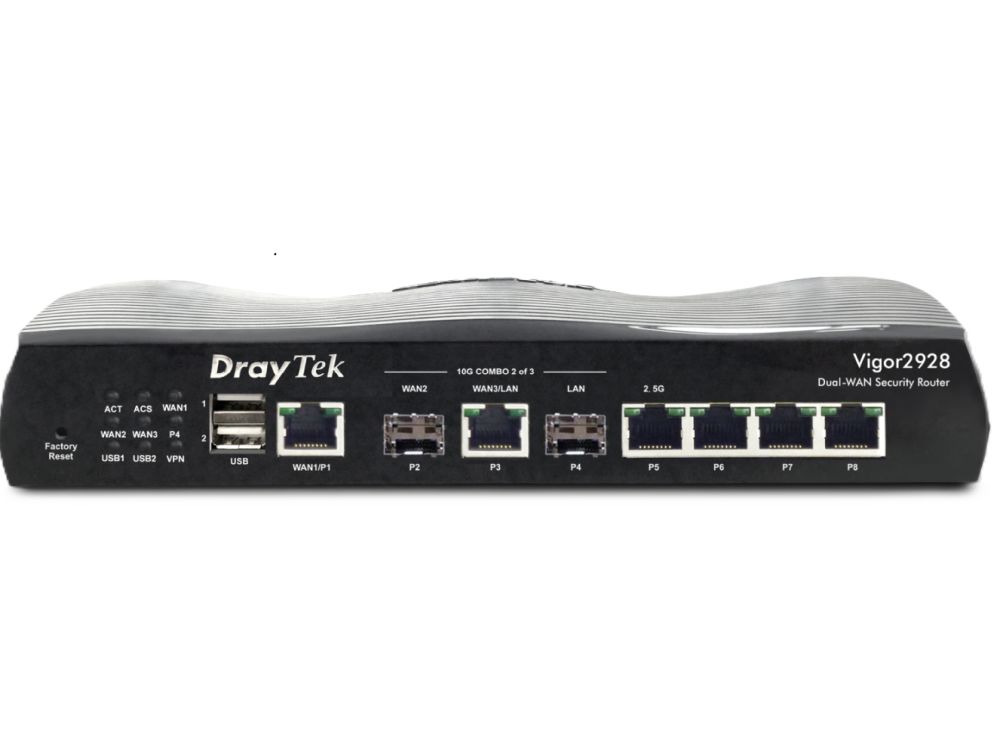 Afbeelding Vigor 2928 10 Gigabit multi-WAN breedband router 1x SFP+ 10Gbps slot (WAN), 1x 10GbE WAN/LAN