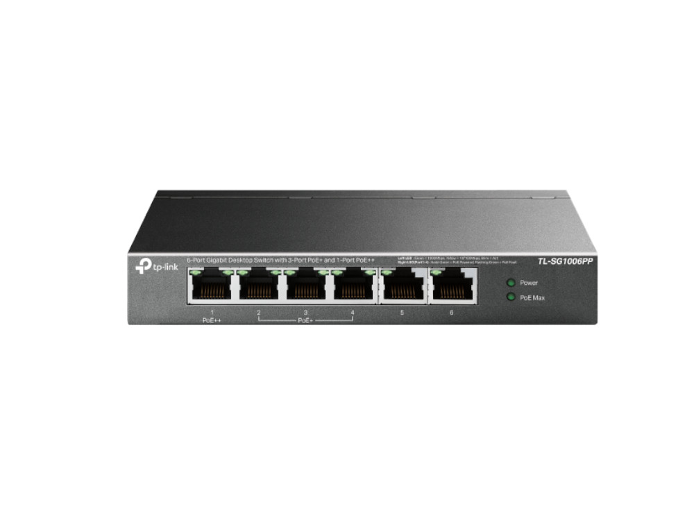 Afbeelding 6-Port Gigabit Desktop Switch with 3-Port PoE+ and 1-Port PoE++