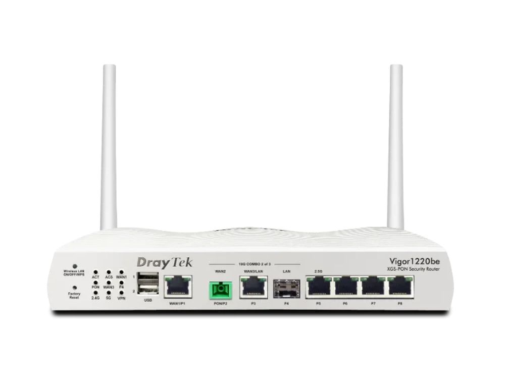 Afbeelding Vigor 1220be XGS-PON router, XGS-PON poort 1x 1Gbe WAN poort, 1x 10GbE WAN/LAN