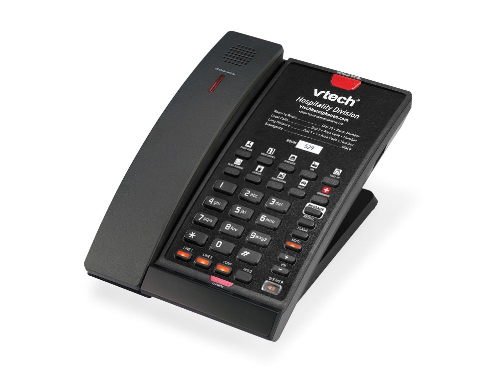 Afbeelding CTM-A2421 Matte Black (10 Keys) 2-Line Contemporary Cordless Phone 10 Programmable