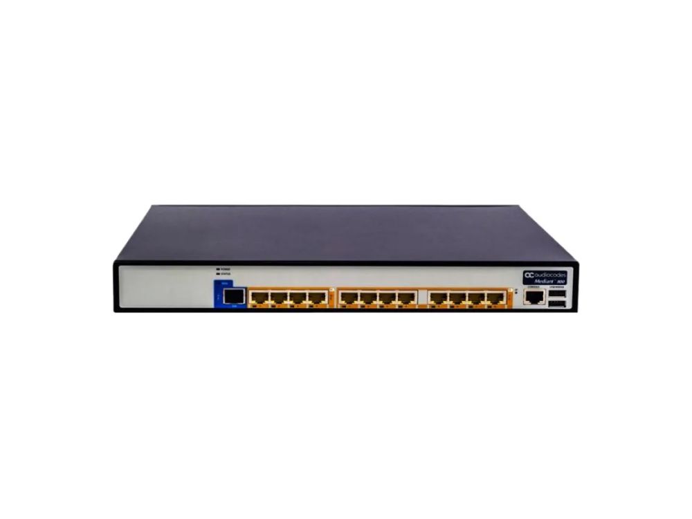Afbeelding Mediant 800C chassis with a single E1/T1 and 4 FXS interfaces with  4GE ports. Supports dual AC/DC ps