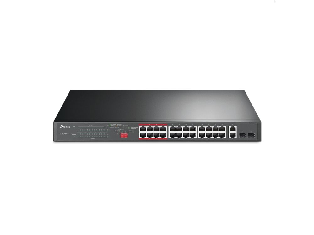 Afbeelding 24-Port 10/100 Mbps + 2-Port Gigabit Rackmount  Switch with 24-Port PoE+