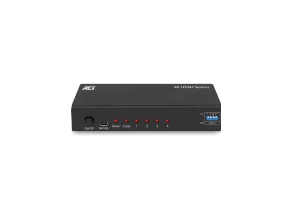 Afbeelding ACT 4K HDMI splitter, 1 in 4 out, EDID ondersteuning